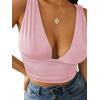 imageLYANER Womens Sexy Deep V Neck Slim Fitted Strap Crop Cami Tank Sleeveless TopBaby Pink