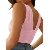imageLYANER Womens Sexy Deep V Neck Slim Fitted Strap Crop Cami Tank Sleeveless TopBaby Pink
