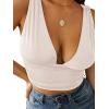 imageLYANER Womens Sexy Deep V Neck Slim Fitted Strap Crop Cami Tank Sleeveless TopBeige