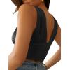 imageLYANER Womens Sexy Deep V Neck Slim Fitted Strap Crop Cami Tank Sleeveless TopBlack