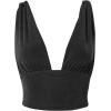 imageLYANER Womens Sexy Deep V Neck Slim Fitted Strap Crop Cami Tank Sleeveless TopBlack