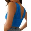 imageLYANER Womens Sexy Deep V Neck Slim Fitted Strap Crop Cami Tank Sleeveless TopBlue