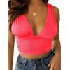 imageLYANER Womens Sexy Deep V Neck Slim Fitted Strap Crop Cami Tank Sleeveless TopBright Pink