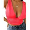 imageLYANER Womens Sexy Deep V Neck Slim Fitted Strap Crop Cami Tank Sleeveless TopBright Pink