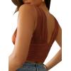imageLYANER Womens Sexy Deep V Neck Slim Fitted Strap Crop Cami Tank Sleeveless TopBrown