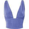 imageLYANER Womens Sexy Deep V Neck Slim Fitted Strap Crop Cami Tank Sleeveless TopCornflower Blue