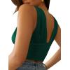 imageLYANER Womens Sexy Deep V Neck Slim Fitted Strap Crop Cami Tank Sleeveless TopDark Green