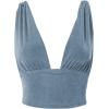 imageLYANER Womens Sexy Deep V Neck Slim Fitted Strap Crop Cami Tank Sleeveless TopDusty Blue