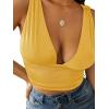 imageLYANER Womens Sexy Deep V Neck Slim Fitted Strap Crop Cami Tank Sleeveless TopGold Yellow