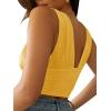 imageLYANER Womens Sexy Deep V Neck Slim Fitted Strap Crop Cami Tank Sleeveless TopGold Yellow