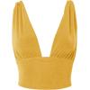 imageLYANER Womens Sexy Deep V Neck Slim Fitted Strap Crop Cami Tank Sleeveless TopGold Yellow