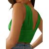 imageLYANER Womens Sexy Deep V Neck Slim Fitted Strap Crop Cami Tank Sleeveless TopGrass Green