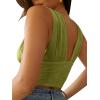 imageLYANER Womens Sexy Deep V Neck Slim Fitted Strap Crop Cami Tank Sleeveless TopGreen