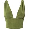 imageLYANER Womens Sexy Deep V Neck Slim Fitted Strap Crop Cami Tank Sleeveless TopGreen