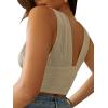 imageLYANER Womens Sexy Deep V Neck Slim Fitted Strap Crop Cami Tank Sleeveless TopKhaki