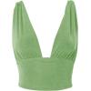 imageLYANER Womens Sexy Deep V Neck Slim Fitted Strap Crop Cami Tank Sleeveless TopLight Green