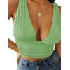 imageLYANER Womens Sexy Deep V Neck Slim Fitted Strap Crop Cami Tank Sleeveless TopLight Green