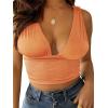imageLYANER Womens Sexy Deep V Neck Slim Fitted Strap Crop Cami Tank Sleeveless TopOrange