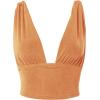 imageLYANER Womens Sexy Deep V Neck Slim Fitted Strap Crop Cami Tank Sleeveless TopOrange