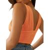 imageLYANER Womens Sexy Deep V Neck Slim Fitted Strap Crop Cami Tank Sleeveless TopOrange