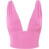 imageLYANER Womens Sexy Deep V Neck Slim Fitted Strap Crop Cami Tank Sleeveless TopPink