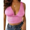 imageLYANER Womens Sexy Deep V Neck Slim Fitted Strap Crop Cami Tank Sleeveless TopPink