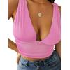 imageLYANER Womens Sexy Deep V Neck Slim Fitted Strap Crop Cami Tank Sleeveless TopPink
