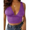 imageLYANER Womens Sexy Deep V Neck Slim Fitted Strap Crop Cami Tank Sleeveless TopPurple