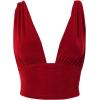imageLYANER Womens Sexy Deep V Neck Slim Fitted Strap Crop Cami Tank Sleeveless TopRed