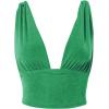 imageLYANER Womens Sexy Deep V Neck Slim Fitted Strap Crop Cami Tank Sleeveless TopSpring Green