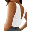 imageLYANER Womens Sexy Deep V Neck Slim Fitted Strap Crop Cami Tank Sleeveless TopWhite