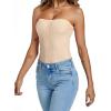 imageLYANER Womens Sexy Rib Knit Stretch Strapless Bustier Tube Cami Tank Club Corset TopBeige
