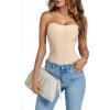 imageLYANER Womens Sexy Rib Knit Stretch Strapless Bustier Tube Cami Tank Club Corset TopBeige