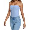 imageLYANER Womens Sexy Rib Knit Stretch Strapless Bustier Tube Cami Tank Club Corset TopLight Blue