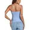 imageLYANER Womens Sexy Rib Knit Stretch Strapless Bustier Tube Cami Tank Club Corset TopLight Blue