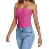 imageLYANER Womens Sexy Rib Knit Stretch Strapless Bustier Tube Cami Tank Club Corset TopRose