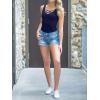imageLYANER Womens Sexy Scoop Neck Cross Criss Sleeveless Bodycon Basic Tank Tee Shirts TopsDark Blue
