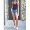 imageLYANER Womens Sexy Scoop Neck Cross Criss Sleeveless Bodycon Basic Tank Tee Shirts TopsDark Purple