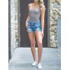 imageLYANER Womens Sexy Scoop Neck Cross Criss Sleeveless Bodycon Basic Tank Tee Shirts TopsGray
