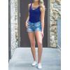 imageLYANER Womens Sexy Scoop Neck Cross Criss Sleeveless Bodycon Basic Tank Tee Shirts TopsRoyal Blue