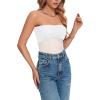 imageLYANER Womens Sexy Sheer Mesh See Through Crop Tube Top Slim Fit Strapless Bandeau Top Sleeveless Crop TanksWhite