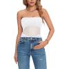 imageLYANER Womens Sexy Sheer Mesh See Through Crop Tube Top Slim Fit Strapless Bandeau Top Sleeveless Crop TanksWhite