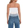 imageLYANER Womens Sexy Sheer Mesh See Through Crop Tube Top Slim Fit Strapless Bandeau Top Sleeveless Crop TanksWhite