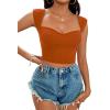 imageLYANER Womens Square Neck Ribbed Knit Sleeveless Slim Fit Solid Crop Top Shirt Caramel Medium