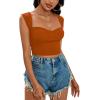 imageLYANER Womens Square Neck Ribbed Knit Sleeveless Slim Fit Solid Crop Top Shirt Caramel Medium