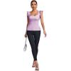 imageLYANER Womens Square Neck Ruffle Cap Sleeve Ribbed Knit Solid Slim Fit Tee TopLight Purple