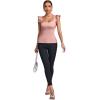 imageLYANER Womens Square Neck Ruffle Cap Sleeve Ribbed Knit Solid Slim Fit Tee TopPink