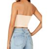 imageLYANER Womens Strapless Rib Knit Sleeveless Bandeau Corset Clue Crop Tube TopBeige