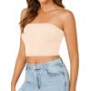 imageLYANER Womens Strapless Rib Knit Sleeveless Bandeau Corset Clue Crop Tube TopBeige