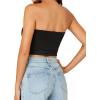 imageLYANER Womens Strapless Rib Knit Sleeveless Bandeau Corset Clue Crop Tube TopBlack